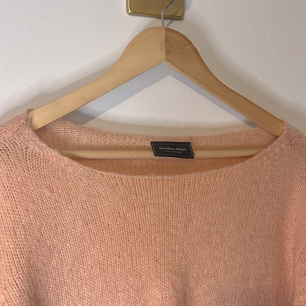 Wooden Ships Mohair Blend Peach Slouchy Loose Knit Boat Neck Sweater‎ Sz S/M - Picture 7 of 9